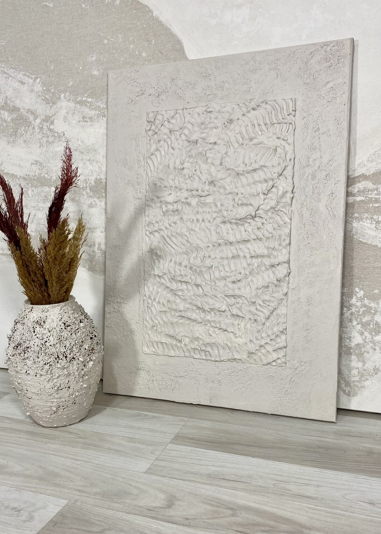 Dokulu Alçı Tablo Sessiz Yankı | El Yapımı 3D Dekoratif Duvar Tablosu