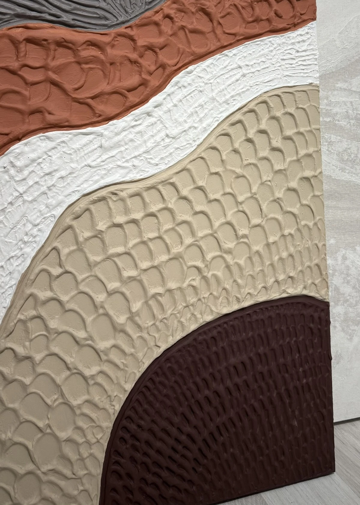 Dokulu Alçı Tablo Monokrom Dalga | El Yapımı 3D Dekoratif Duvar Tablosu