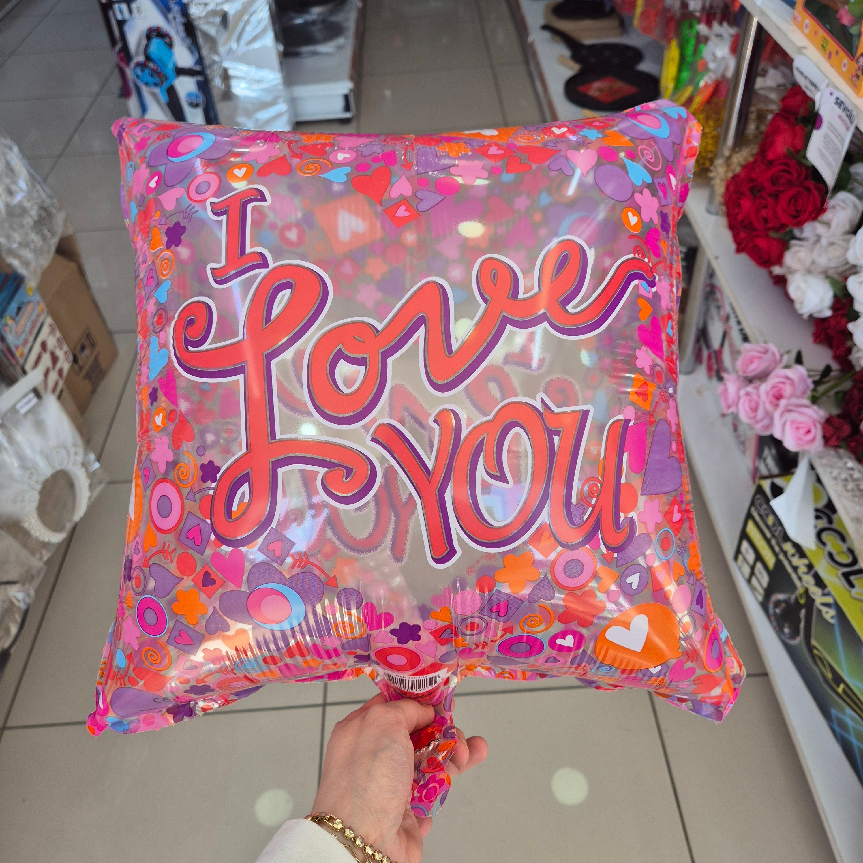 I Love You Şeffaf Folyo Balon 