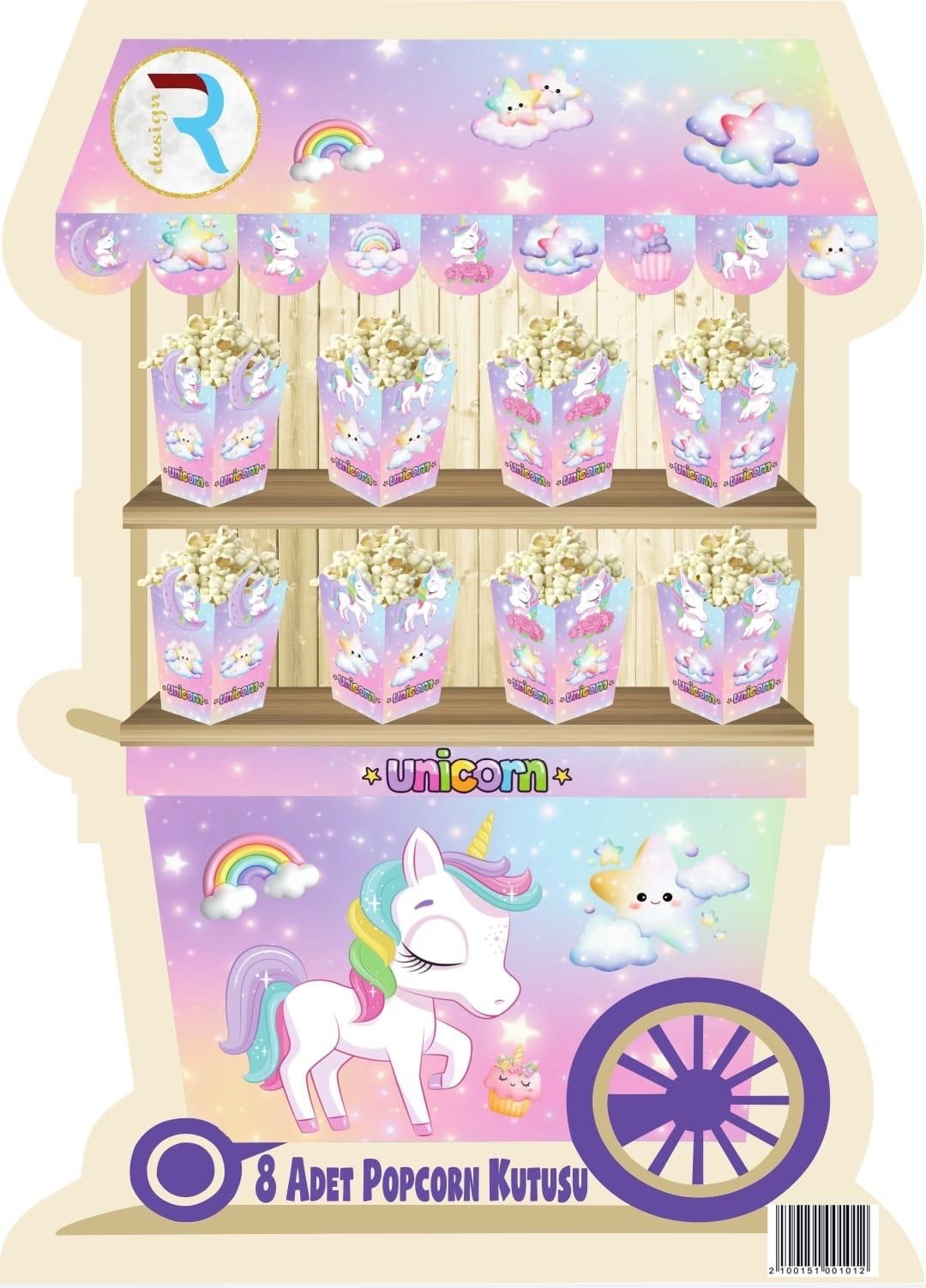 Popcorn Lüx Mısır Kutusu 8'li  - Unicorn