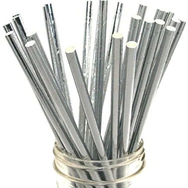 Kağıt Pipet 24'lü - Gümüş