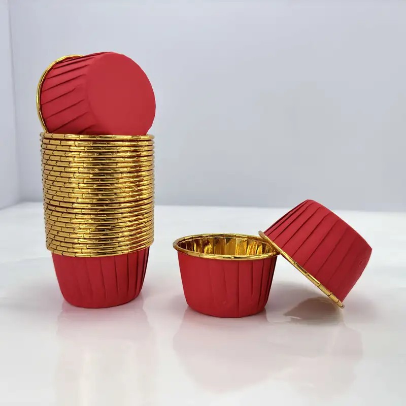 Metalik Cupcake Kapsül 50x39 50'li - Kırmızı
