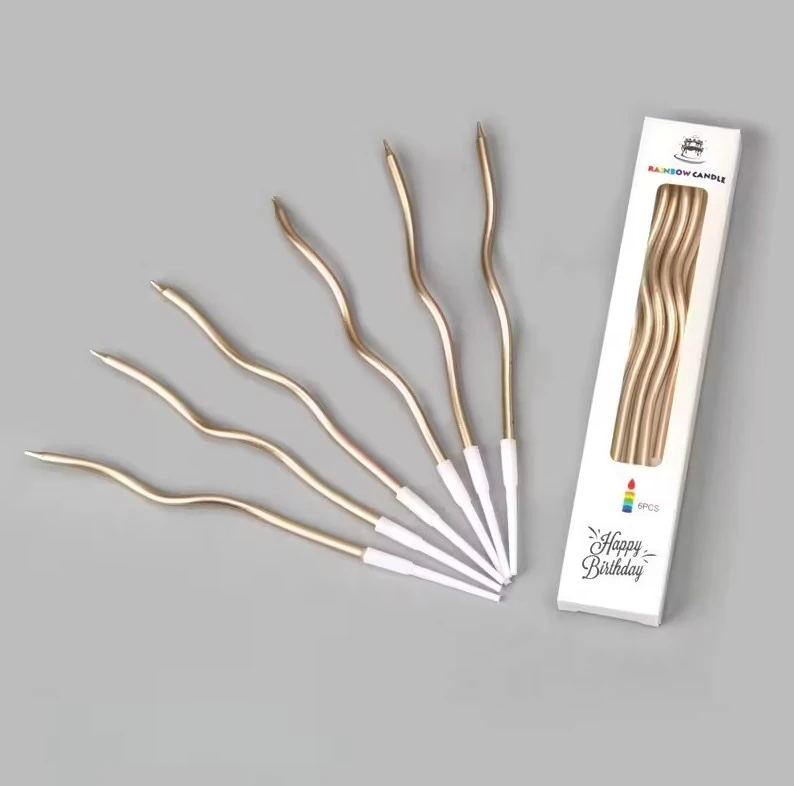 Kıvrımlı Metalik Doğum Günü Mumu 6'lı ORC - Bakır