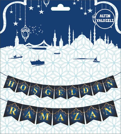 Hoşgeldin Ramazan Flama Banner Yazı Yaldızlı 