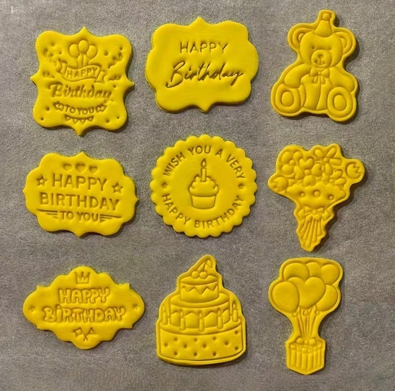 8'li Baskılı Bisküvi Kurabiye Kalıbı Happy Birthday