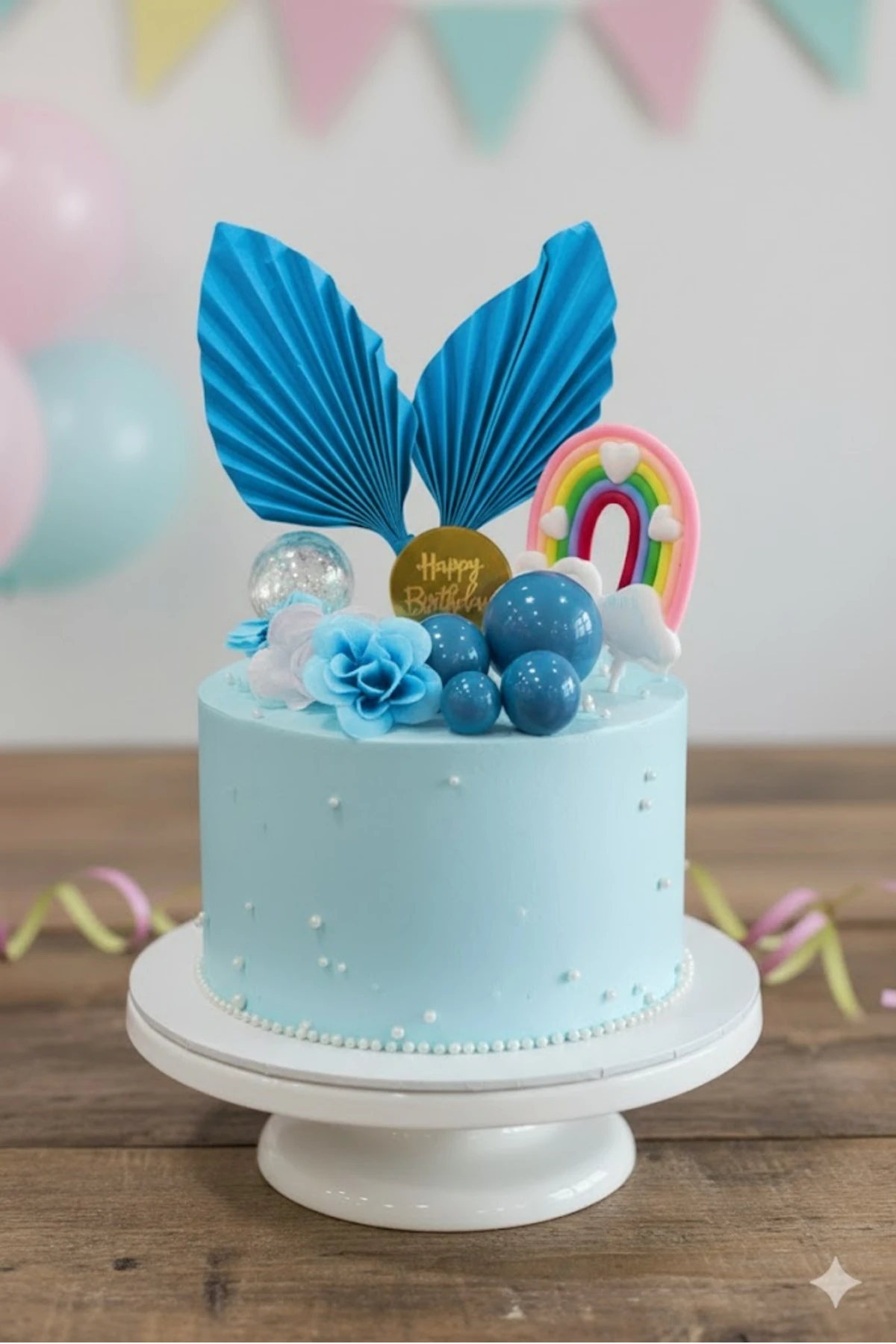 Pasta Üstü Yelpaze Süs Seti - Mavi