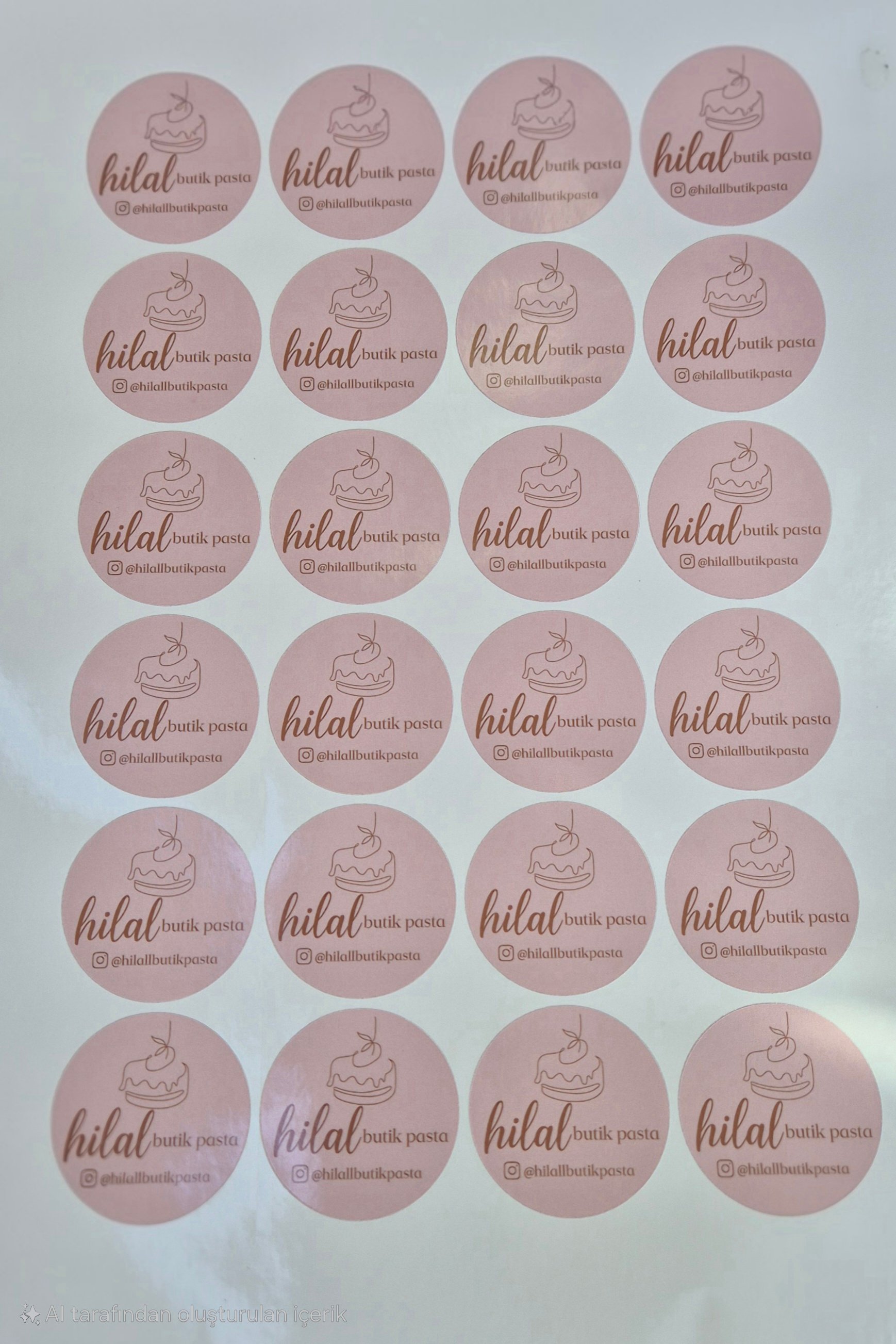Pasta Altlığına Özel Logo Sticker Etiketi - A4 Sayfa