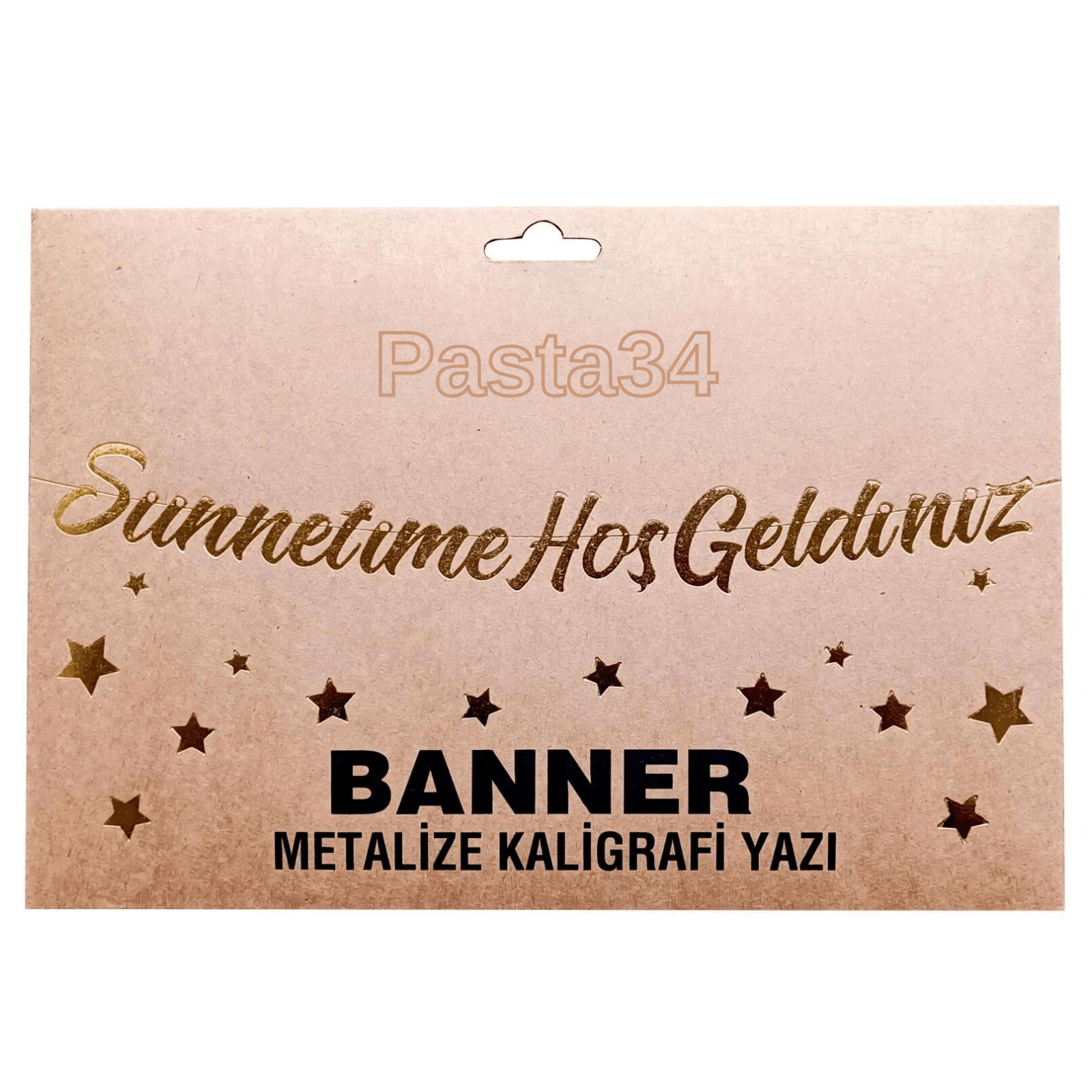 Sünnetime Hoşgeldiniz Kaligrafi Banner Yazı - Gold