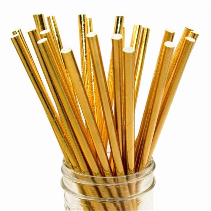 Kağıt Pipet 24'lü - Altın