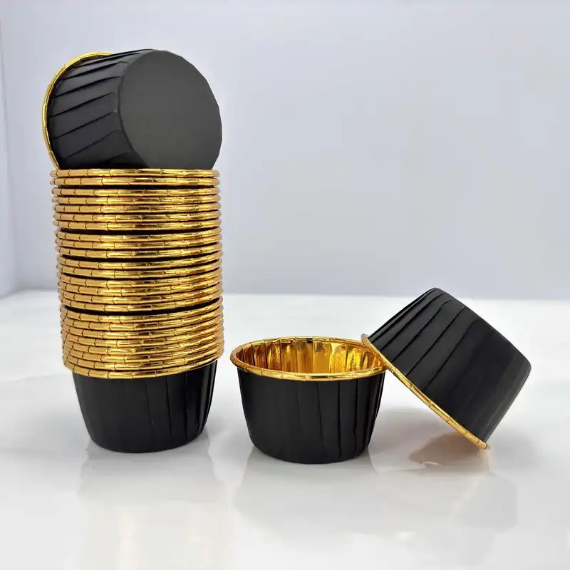Metalik Cupcake Kapsül 50x39 50'li - Siyah