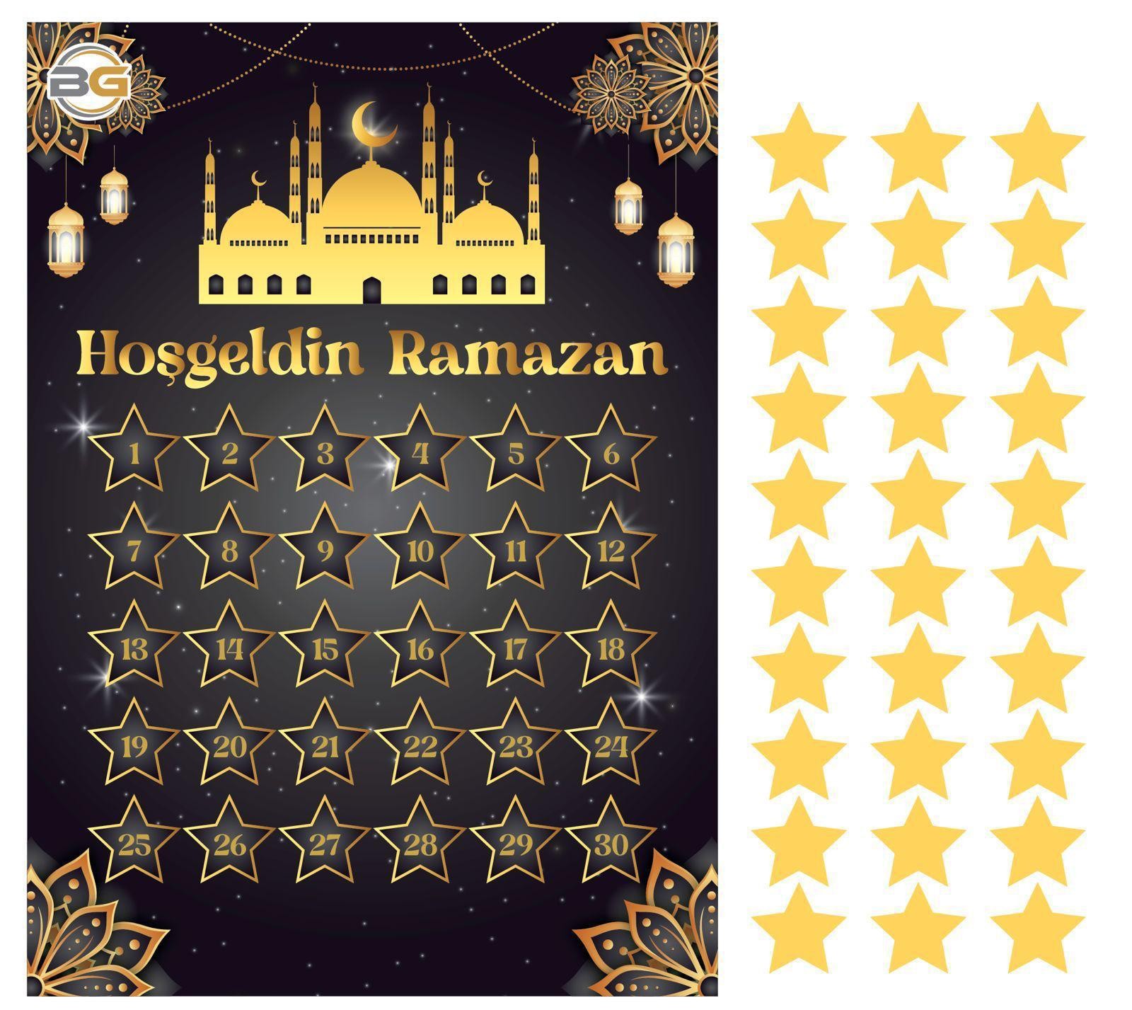 Hoşgeldin Ramazan Takvimi Stickerli Siyah