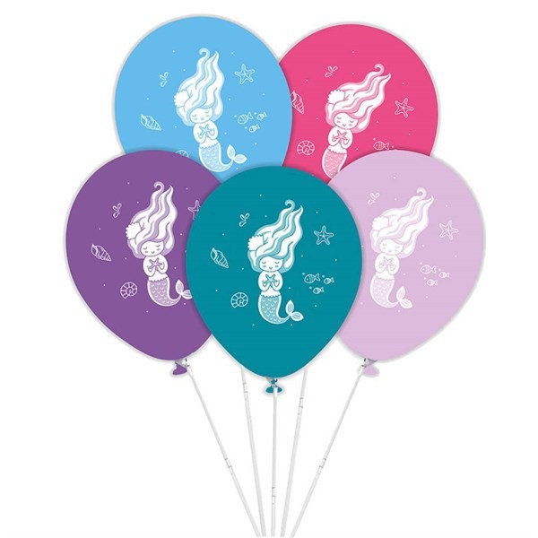 Mat Büyük Balon Deniz Kızı Karışık Renk 5'li