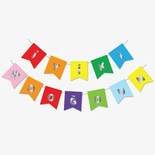 İyi ki Doğdun Banner Yazı Renkli Gümüş