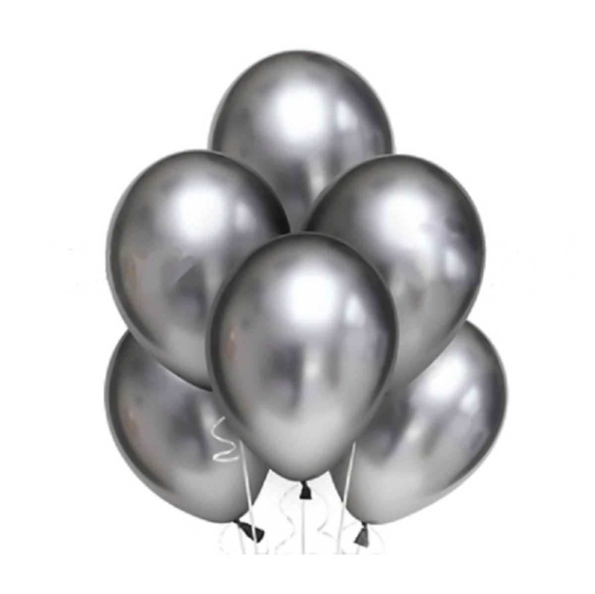 Balon Krom Renk Büyük 5'li - Gümüş
