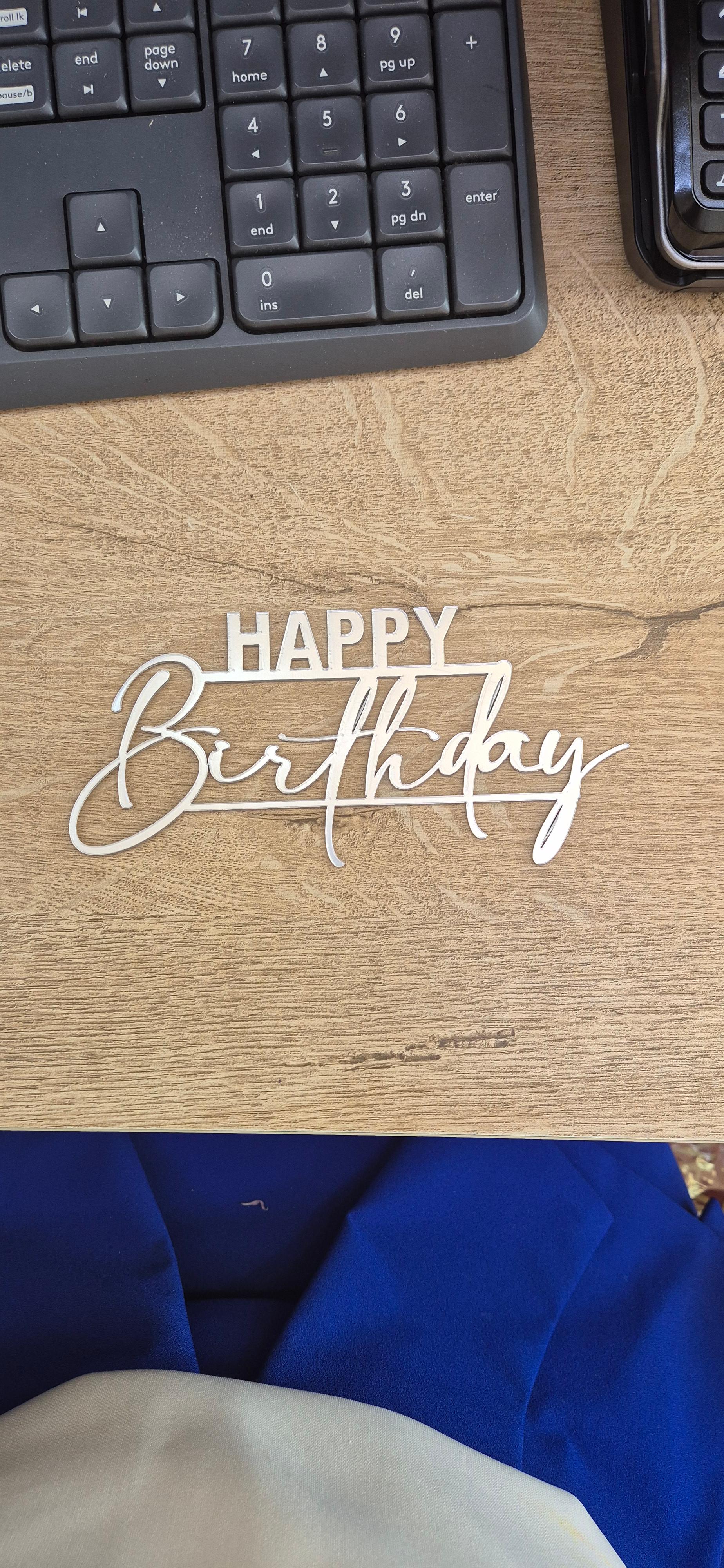 Happy Birthday Pasta Önü Pleksi  - Gümüş