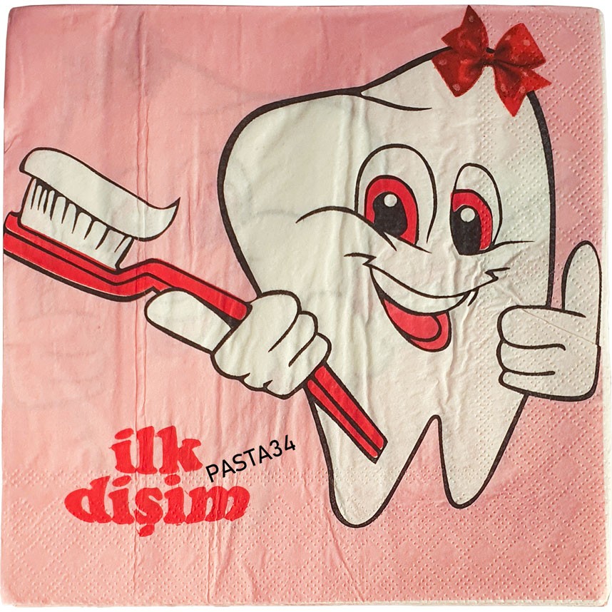 Peçete İlk Dişim Pembe 16'lı