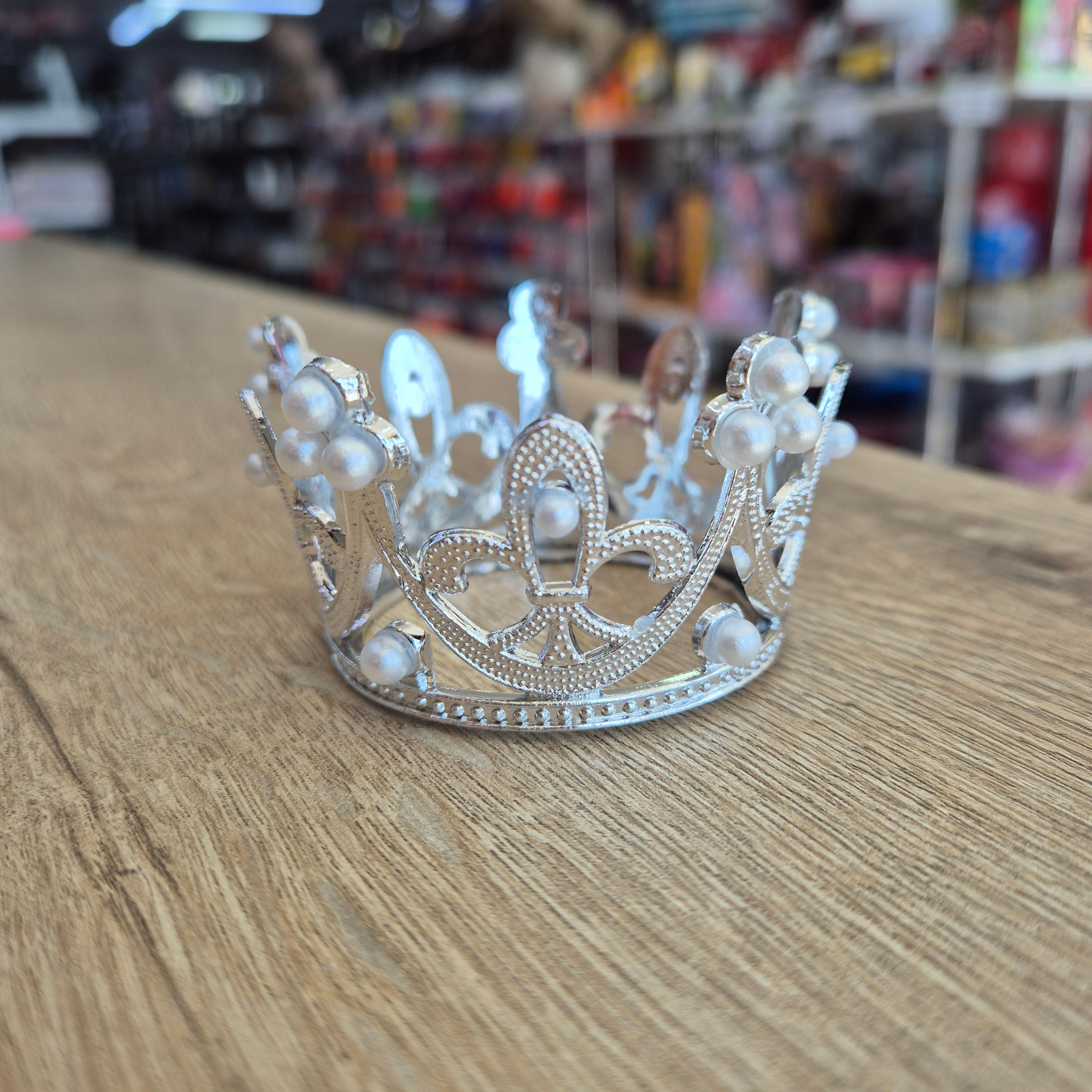 Plastik Taç Küçük 5x3.8 Cm - Gümüş