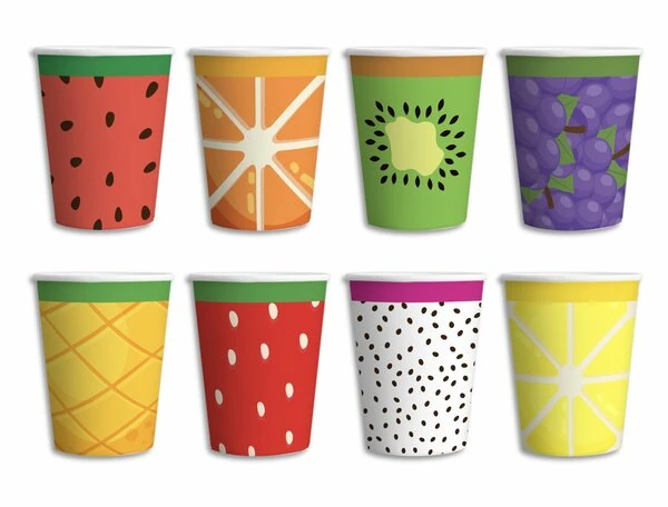 8'li Karton Bardak Meyve Temalı