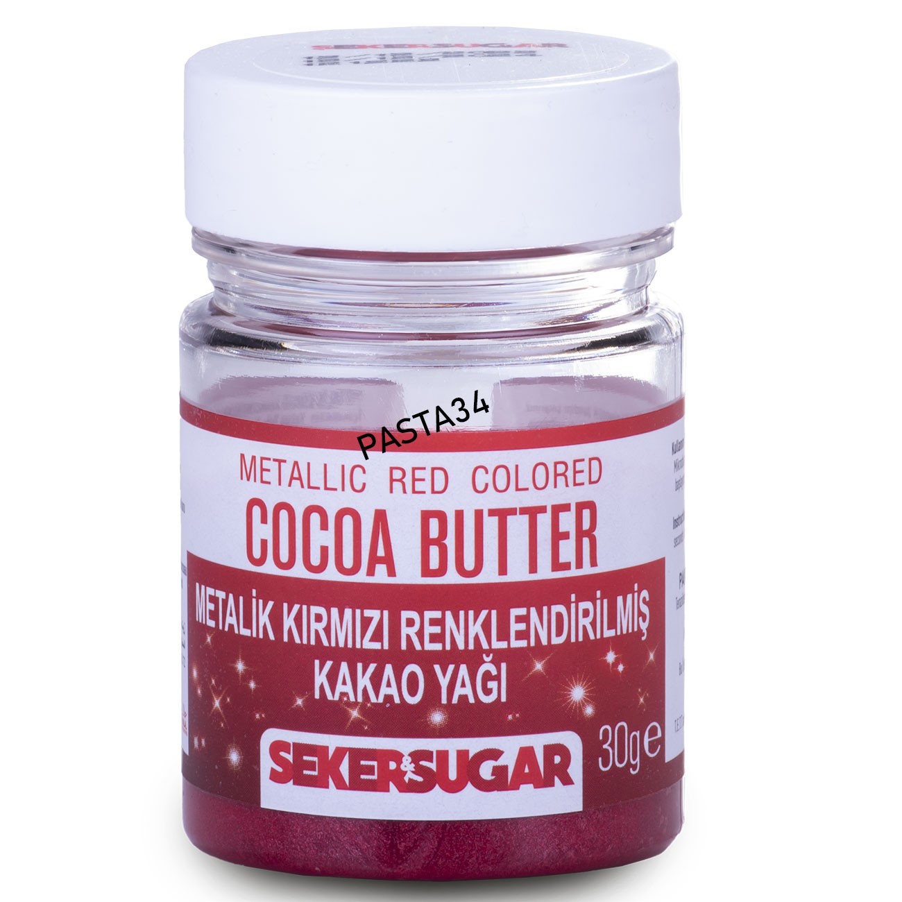 Şeker & Sugar Renklendirilmiş Kakao Yağı 30 Gr - Metalik Kırmızı