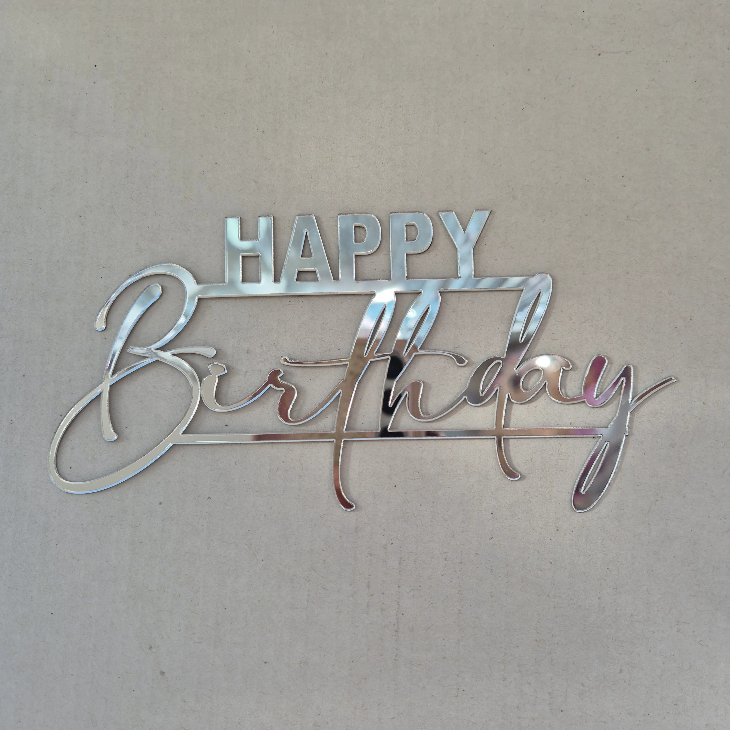 Happy Birthday Pasta Önü Pleksi  - Gümüş