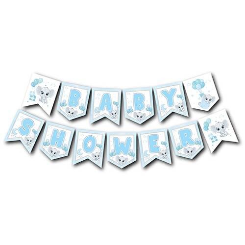 Banner Zikzak Baby Shower Mavi Fil
