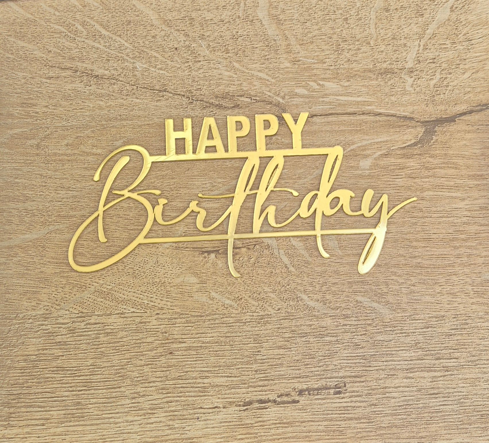 Happy Birthday Pasta Önü Pleksi  - Gold