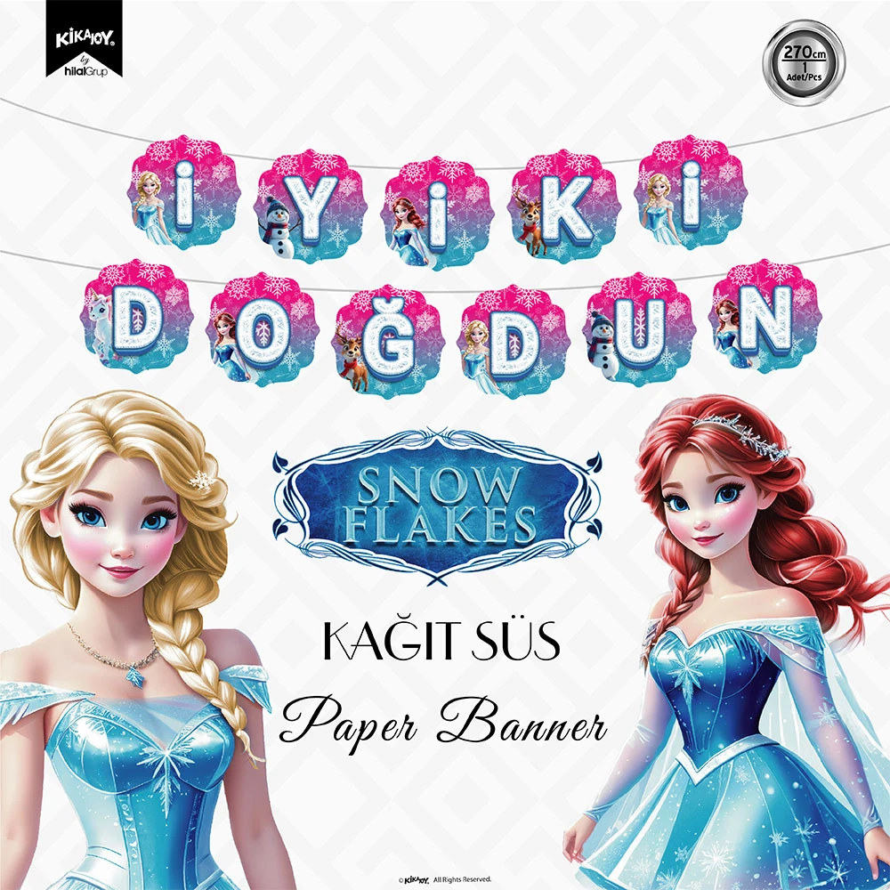 İyi ki Doğdun Banner Yazı Snowflakes