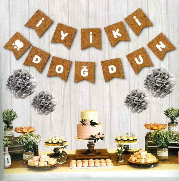 Banner İyi ki Doğdun Kraft Beyaz