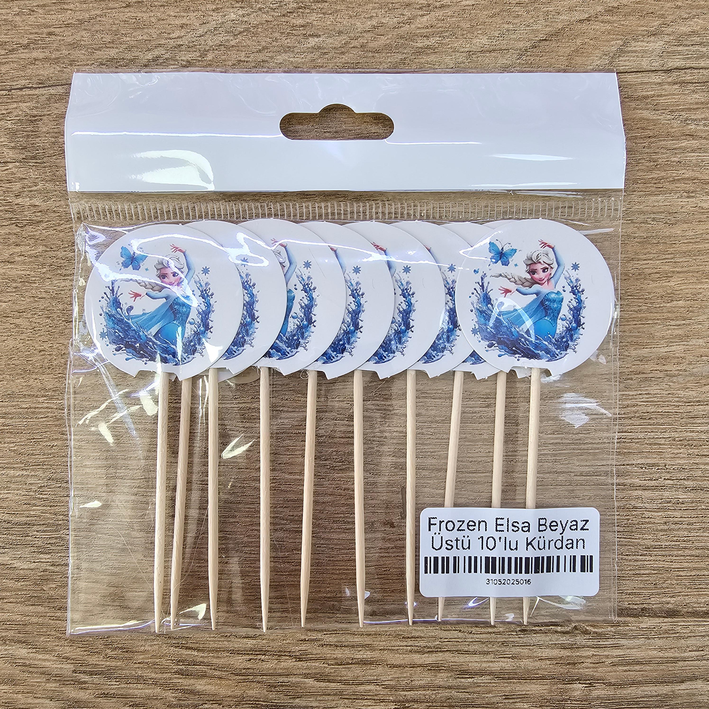 Frozen Elsa Beyaz Üstü 10'lu Kürdan