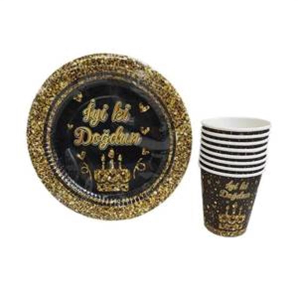 Tabak 8'li İyi ki Doğdun Gold Pasta Baskılı