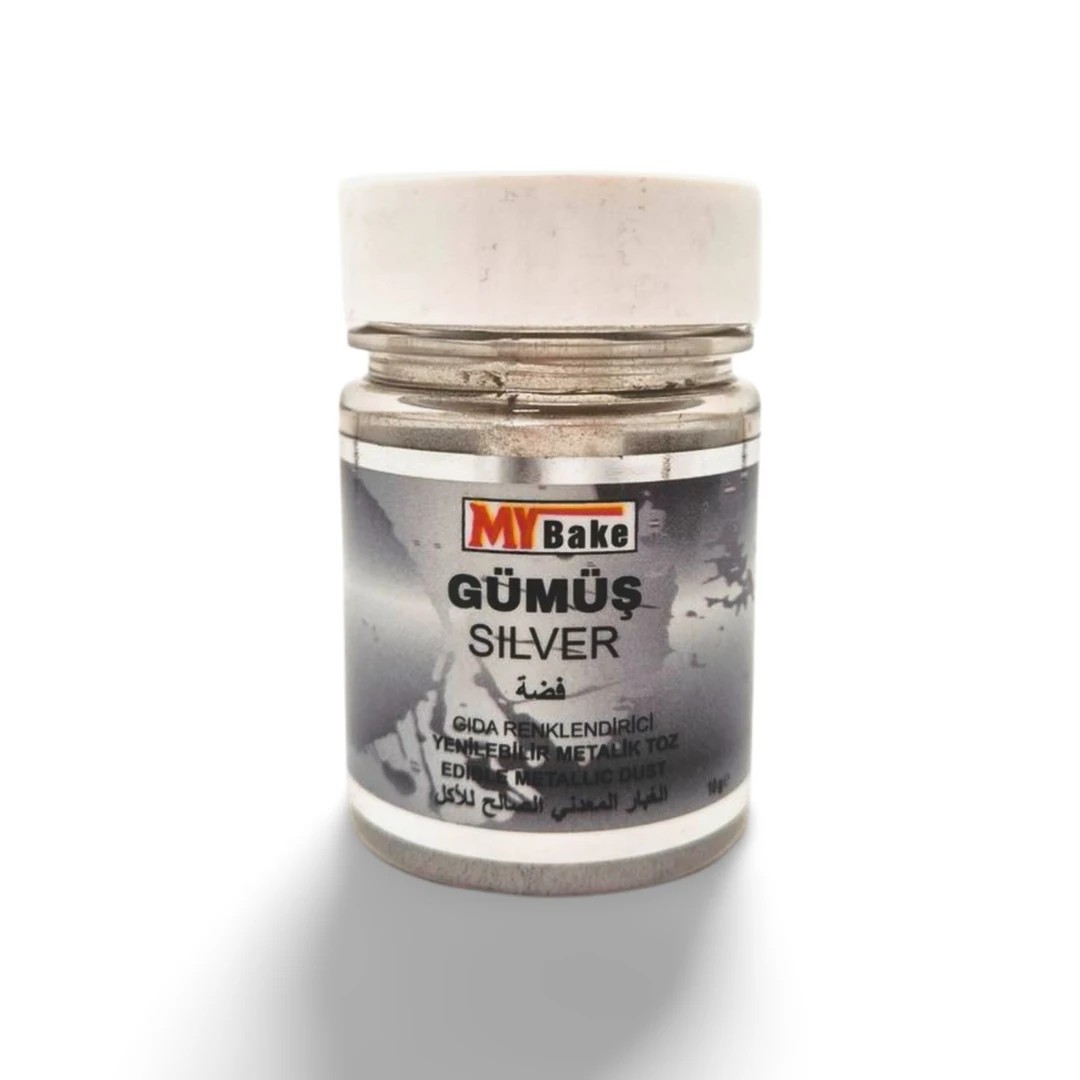 My Bake Metalik Yaldız Toz Gıda Boyası 10 Gr - Gümüş