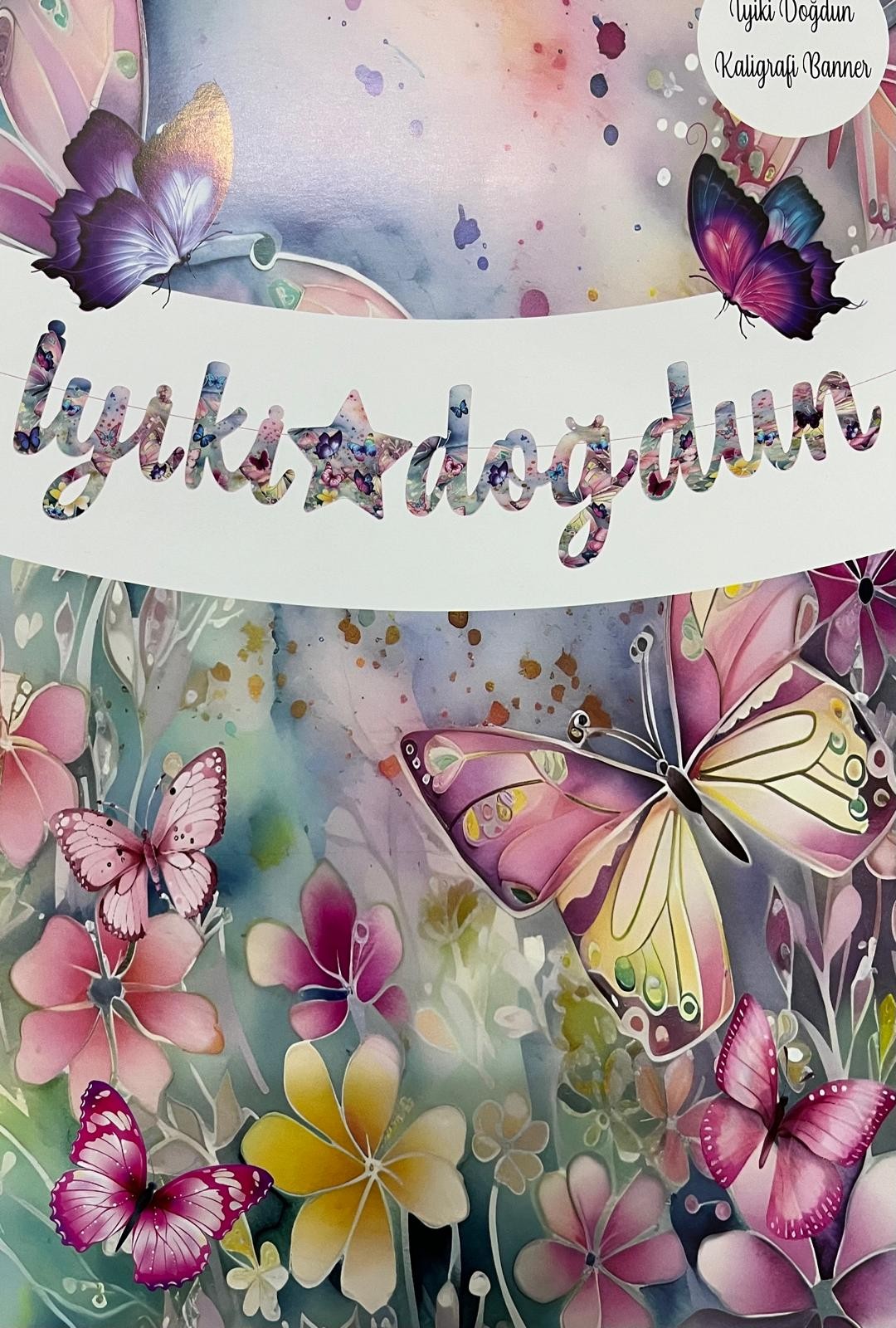 İyiki Doğdun Kaligrafi Banner Kelebek