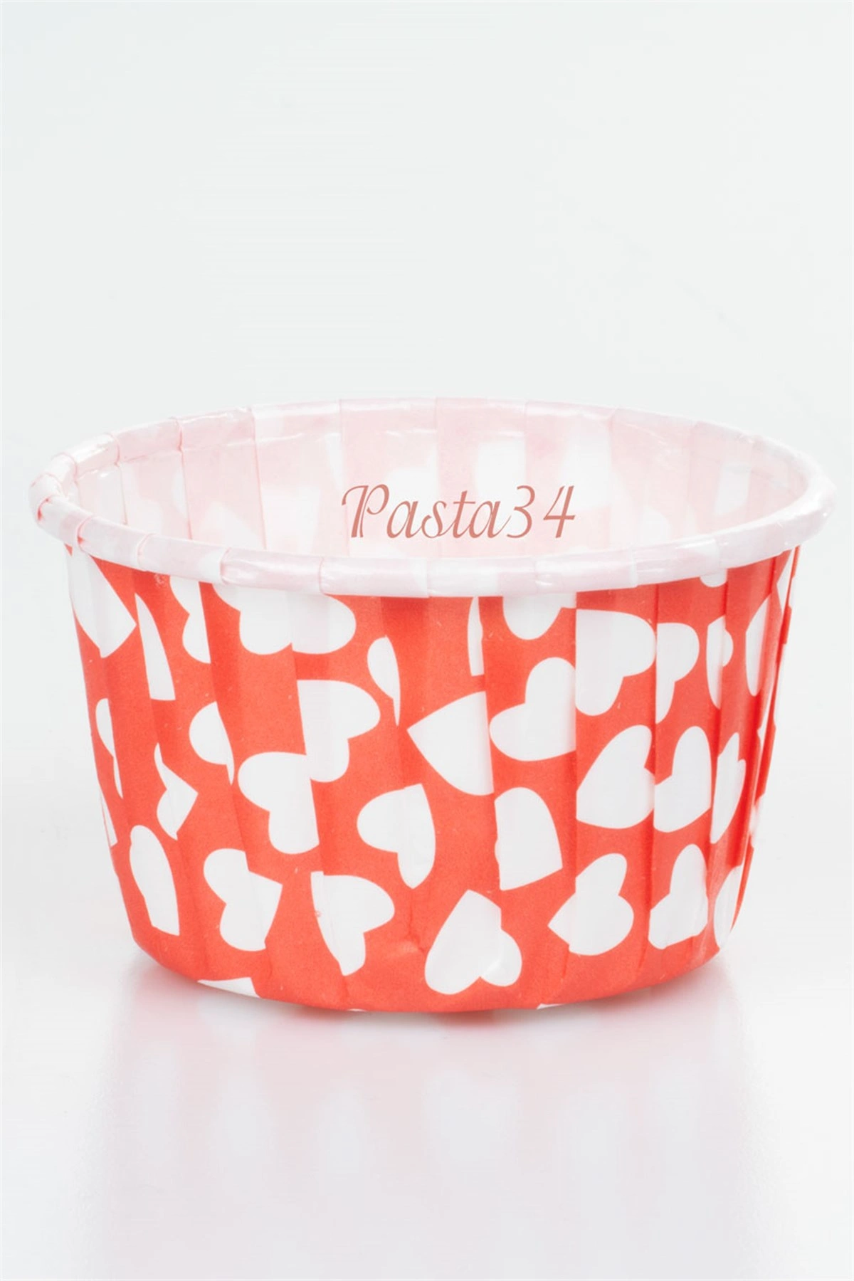 50'li Cupcake Kapsül 50X39 Beyaz Mini Kalp