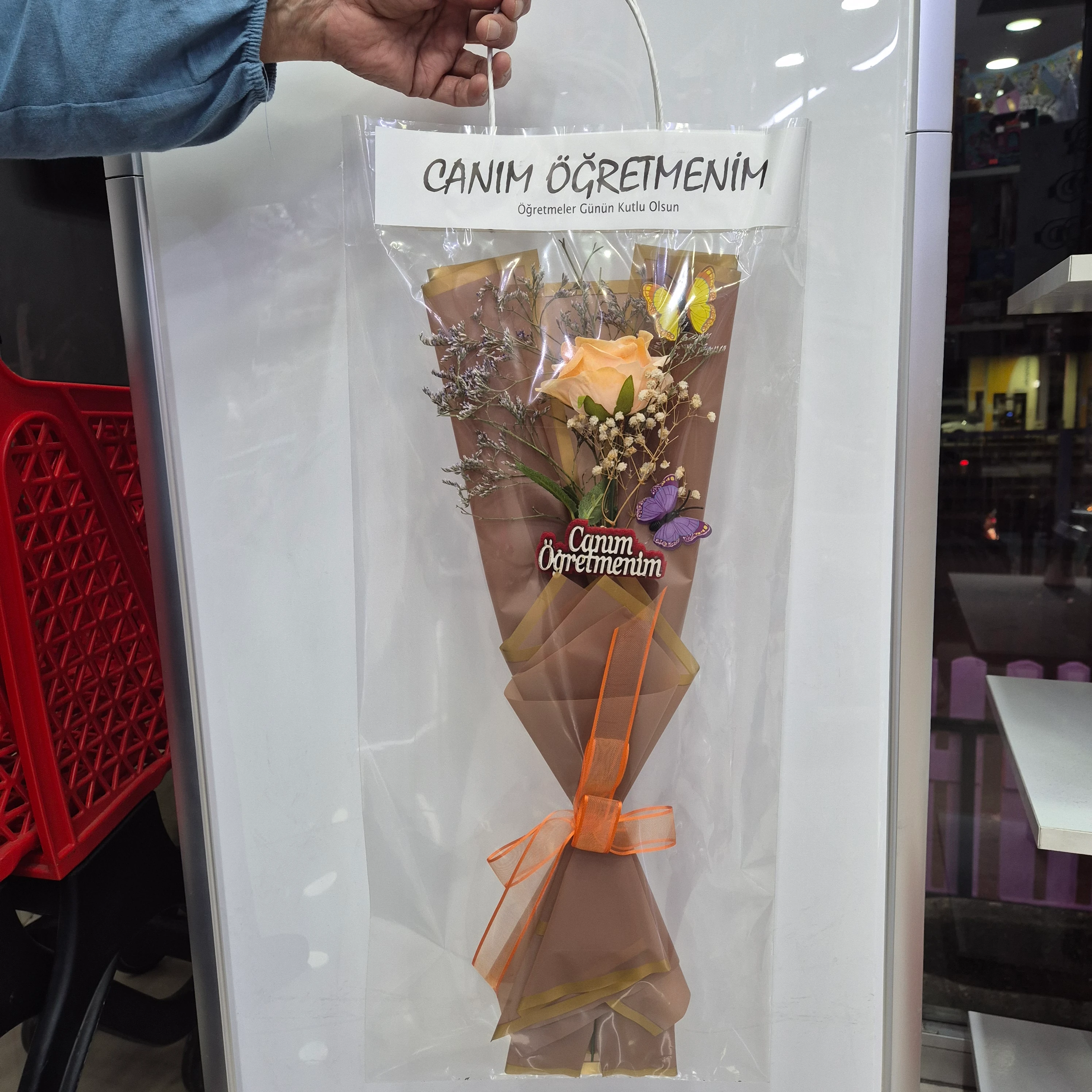 Öğretmenler Günü Gül Buketi Poşet Çanta