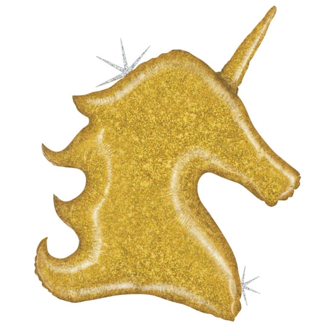 Folyo Balon Premium Hologram Gold Unicorn