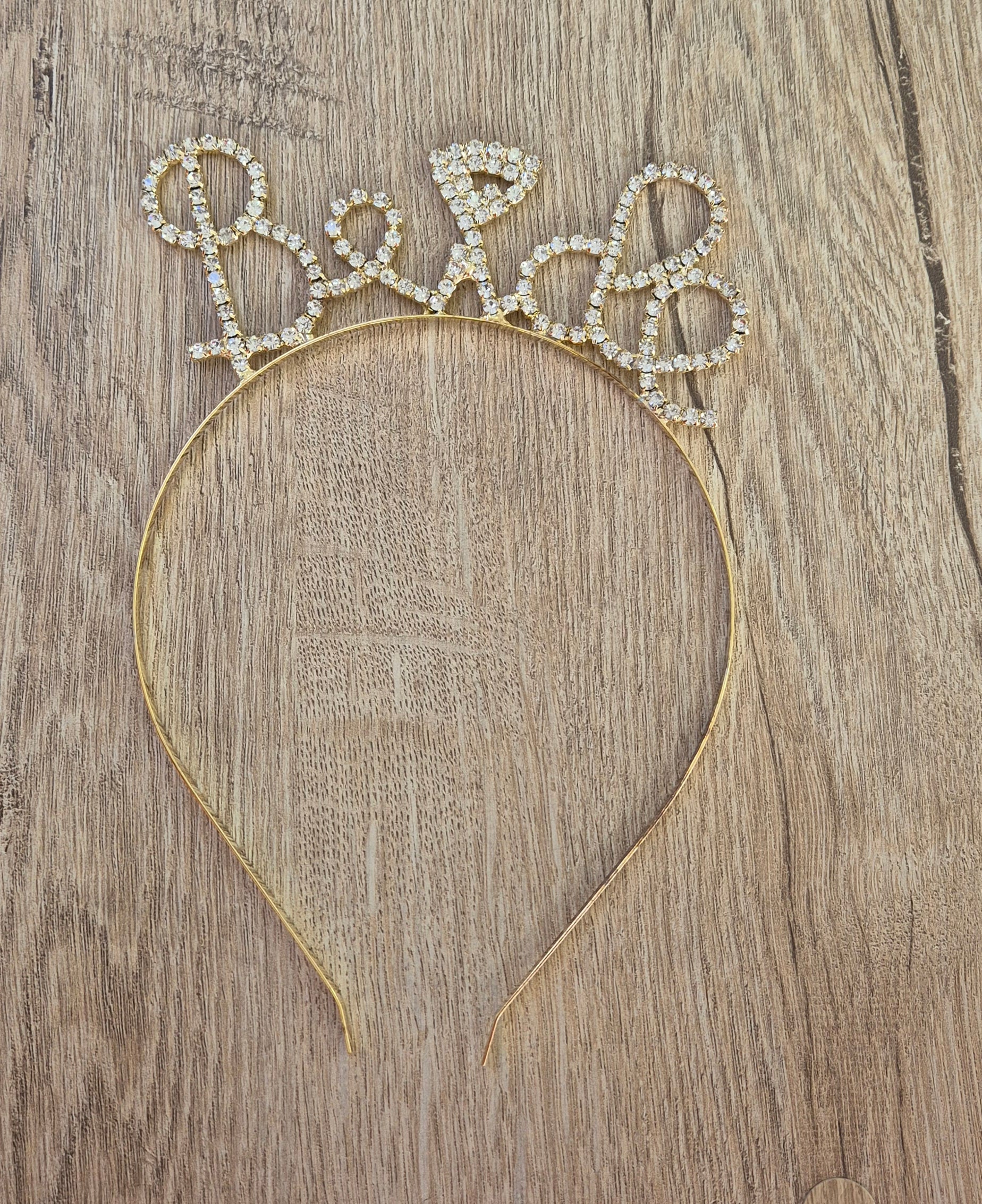Taşlı Bride Taç - Gold