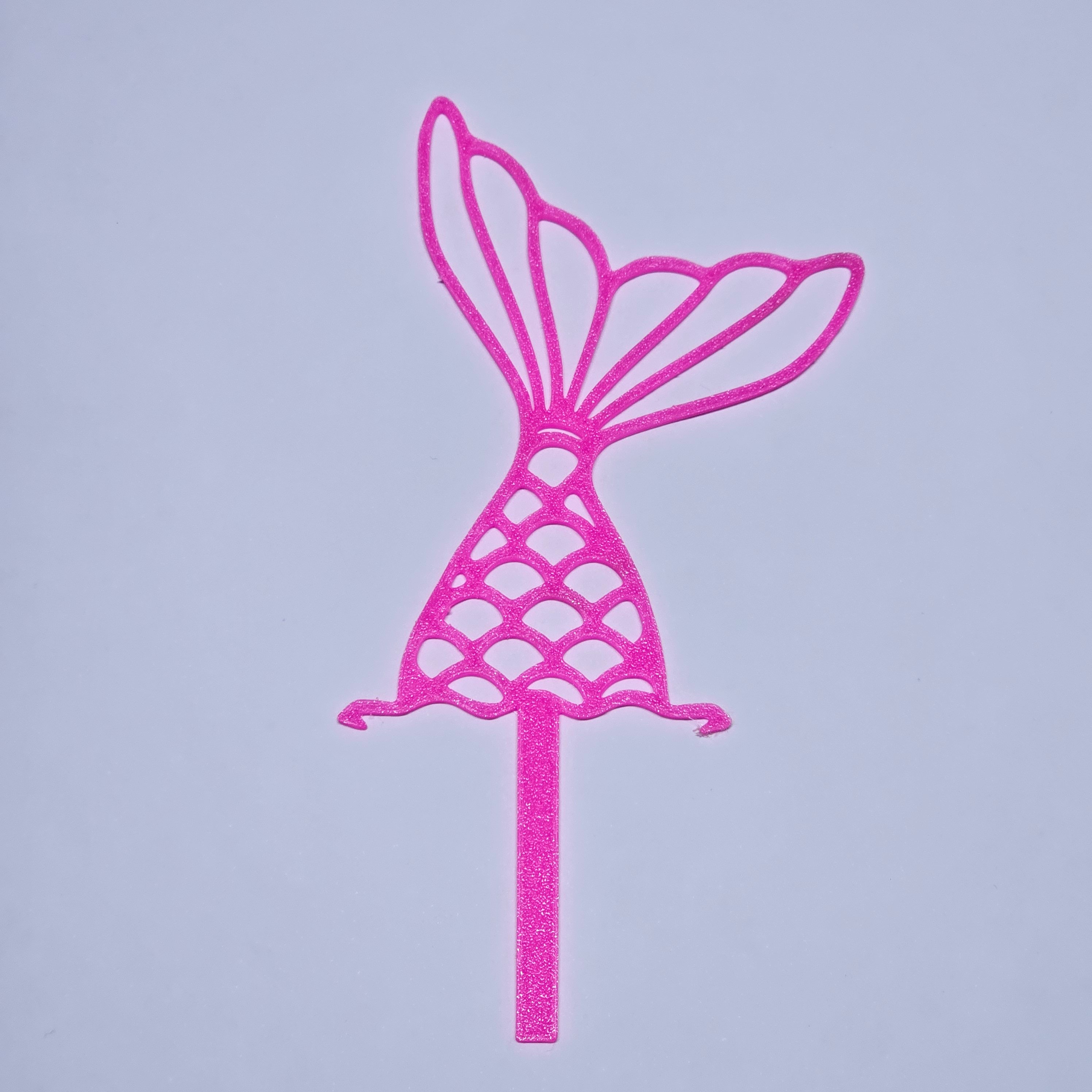 Pasta Üstü Topper Süs Deniz Kızı Kuyruğu - Neon Pembe