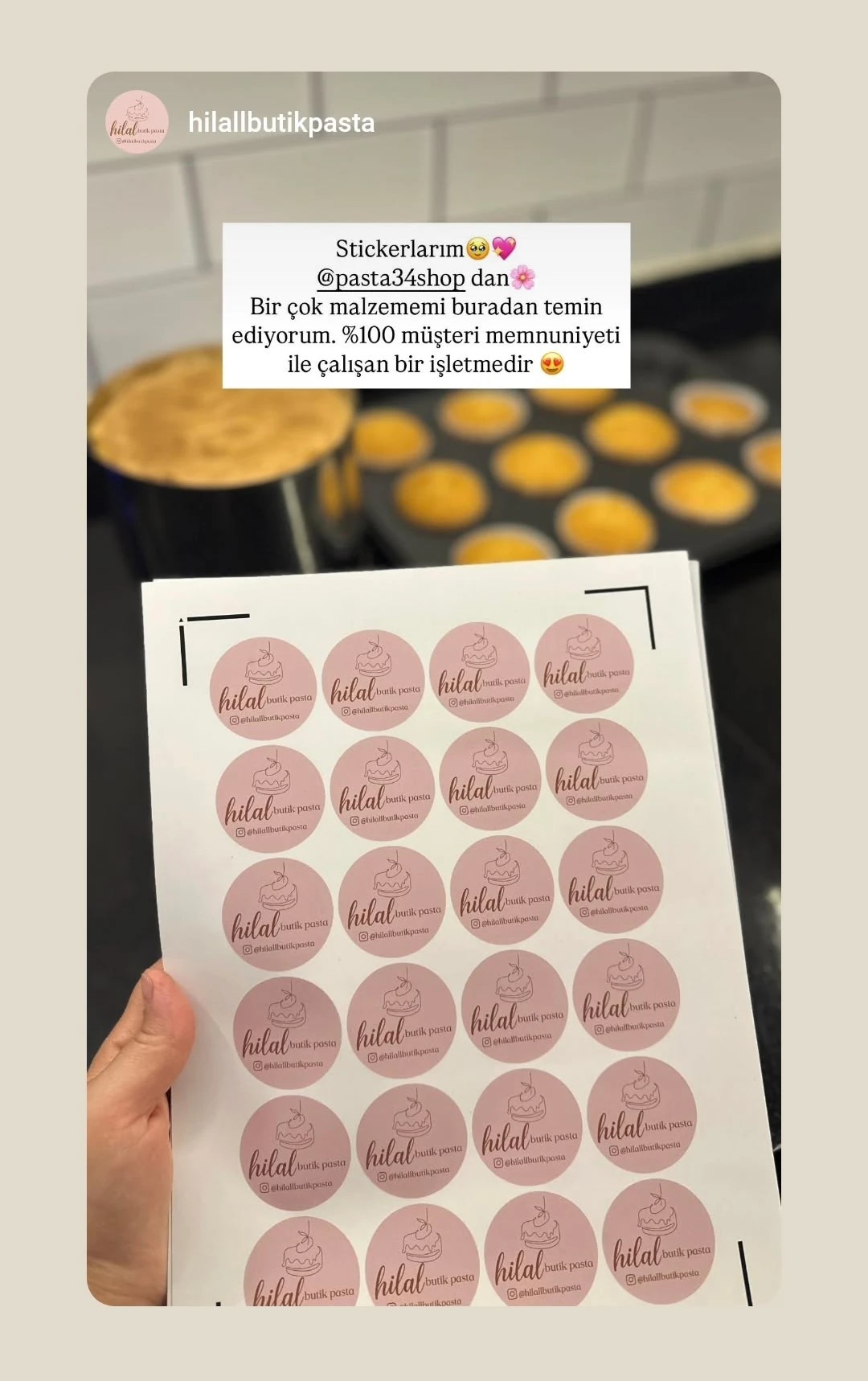 Pasta Altlığına Özel Logo Sticker Etiketi - A4 Sayfa