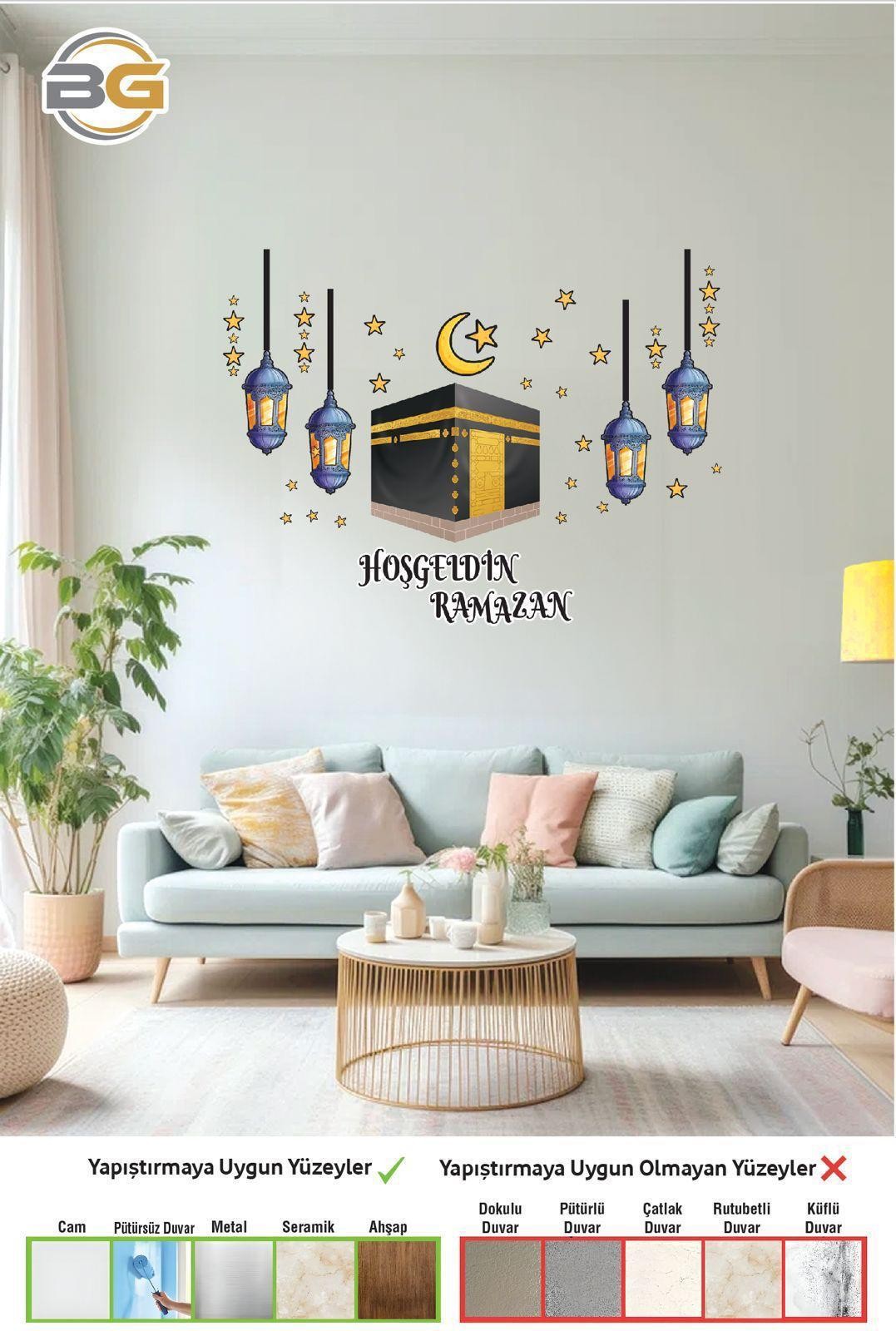 Hoşgeldin Ramazan Kabe Fener Sticker Duvar Süs