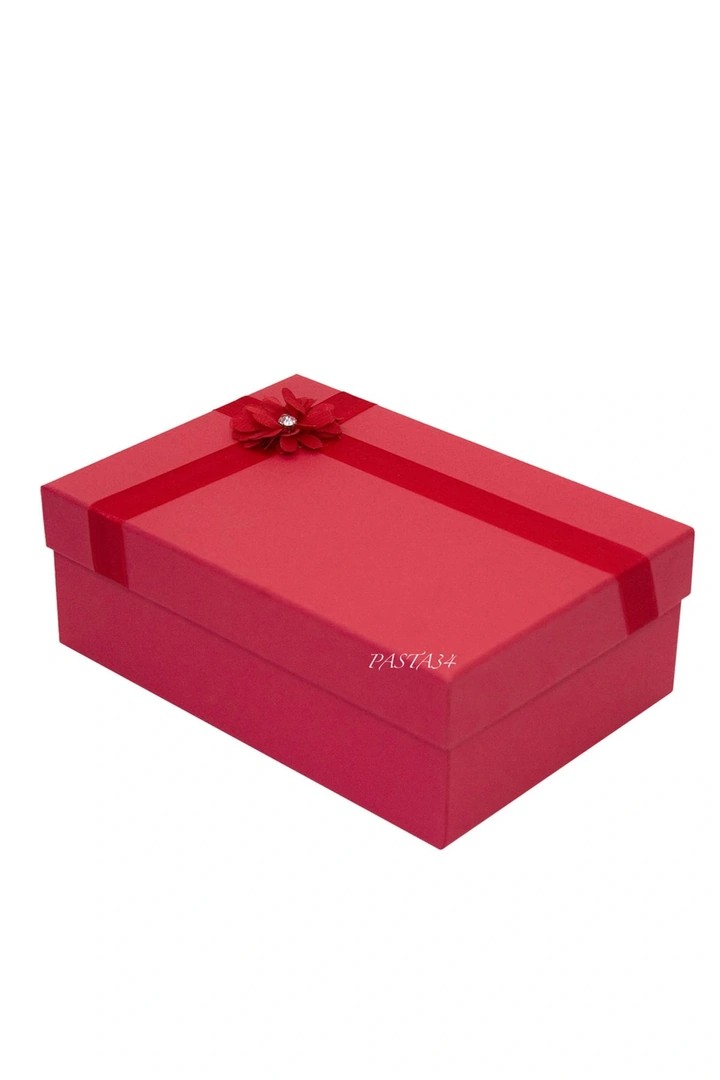 Premium Kutu Dikdörtgen Çiçekli Kırmızı