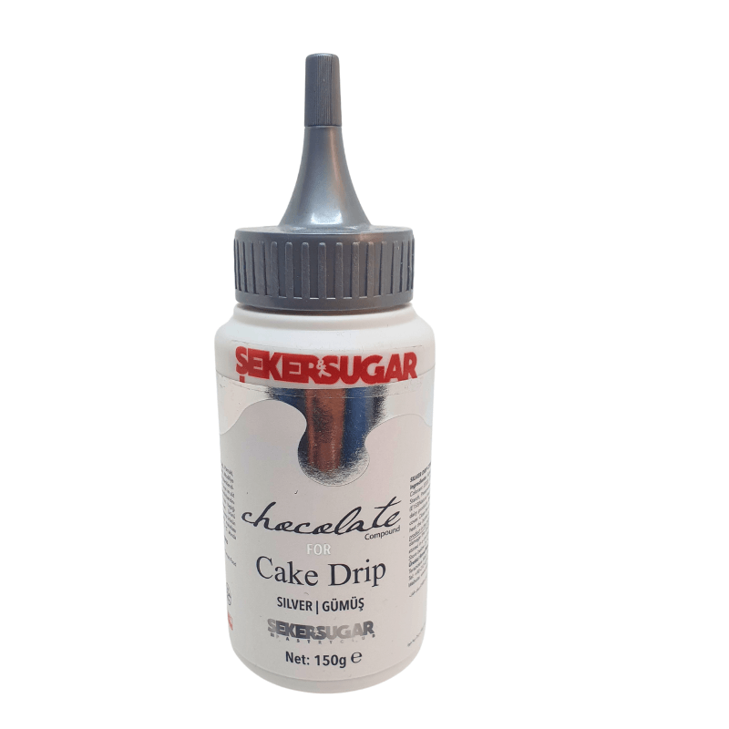 Şeker & Sugar Cake Drip Eritmelik Dekor Çikolata Metalik 150 Gr - Gümüş