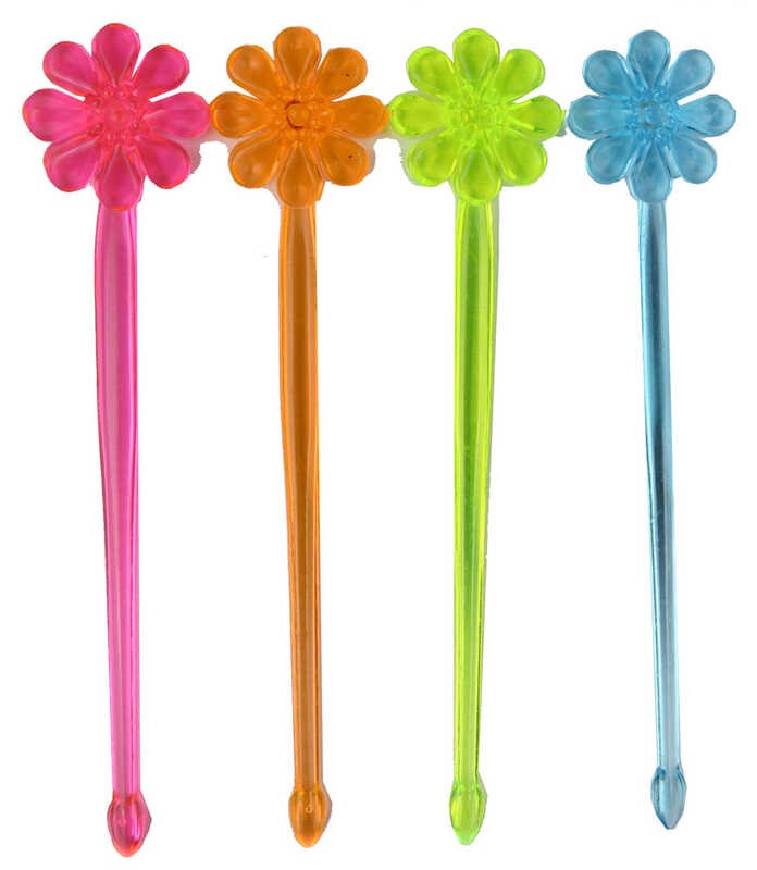 Plastik Kürdan Rengarenk Çiçekler 24'lü 2x9 Cm
