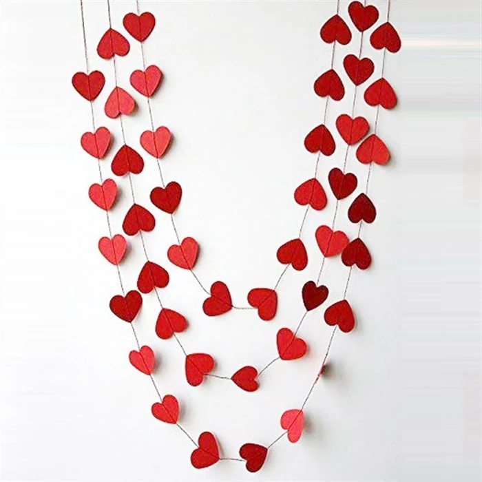 Sıralı Kalp Süs Kırmızı 3 metre