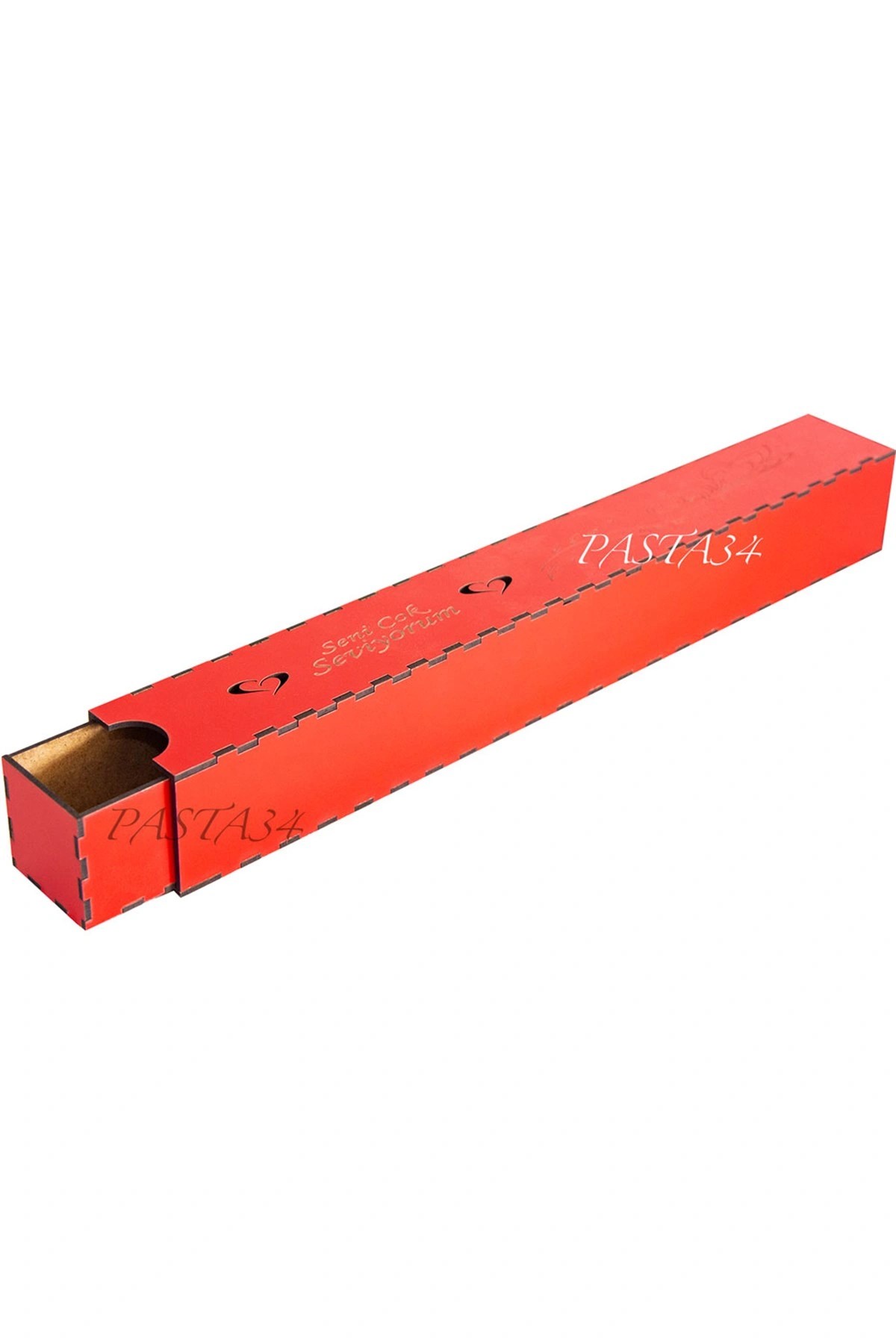 Ahşap Gül Kutusu Kırmızı 45CmX6Cm