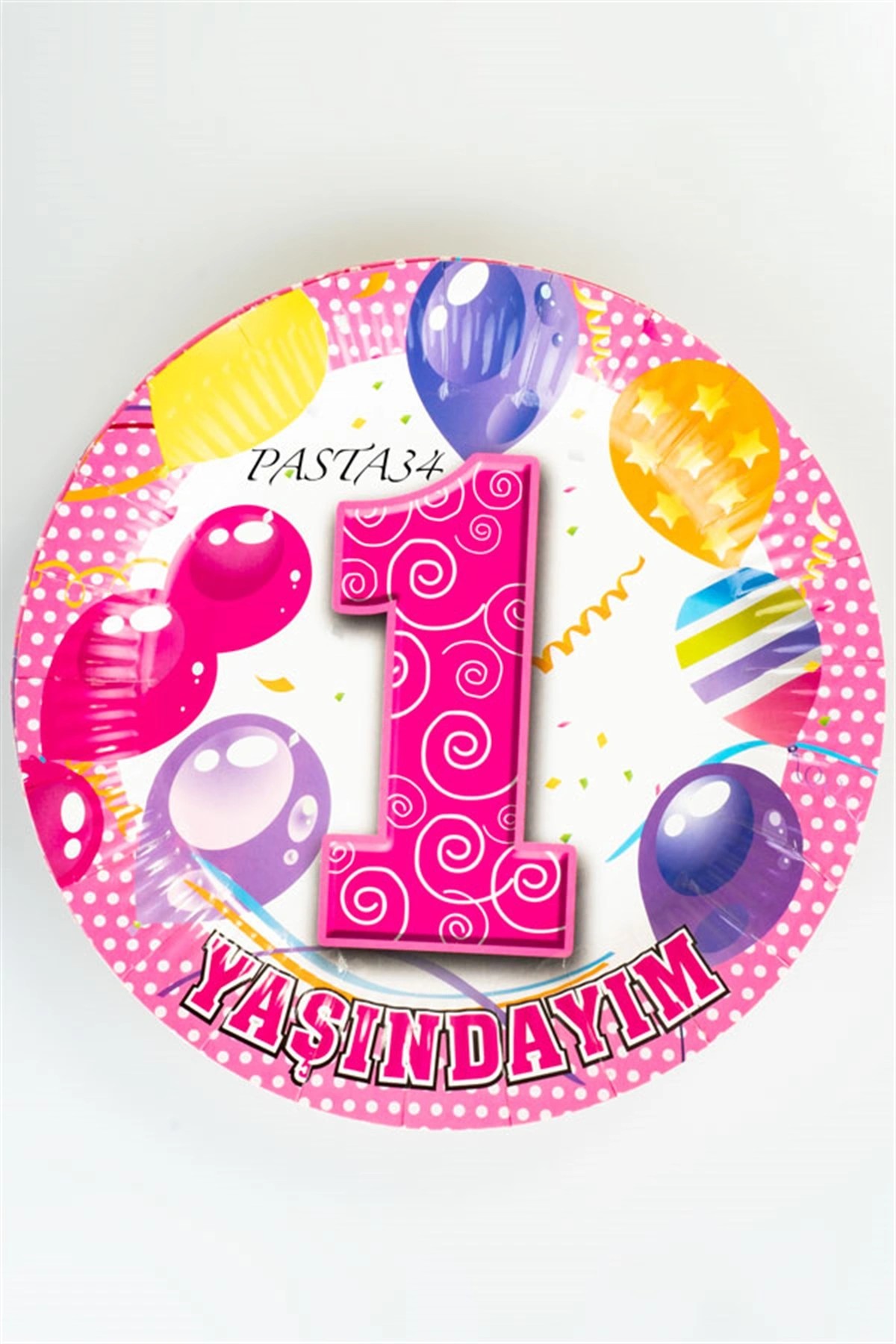 1 Yaşındayım Parti Tabağı Pembe 8'li