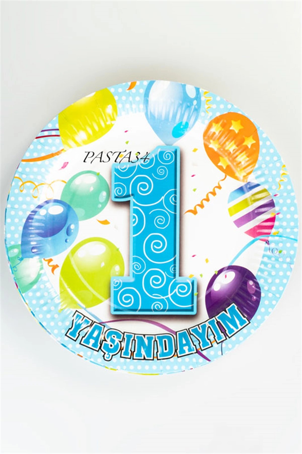 1 Yaşındayım Parti Tabağı Mavi 8'li