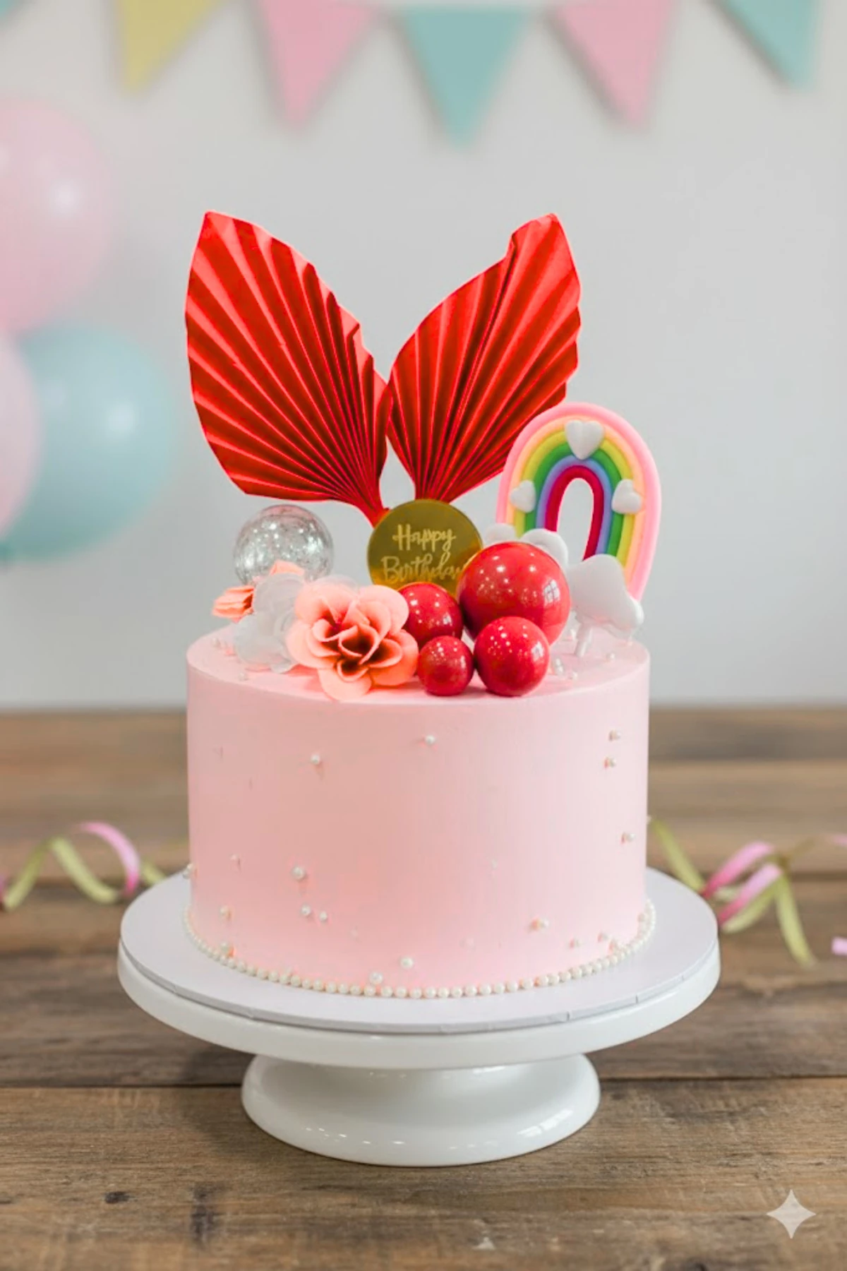 Pasta Üstü Yelpaze Süs Seti - Kırmızı