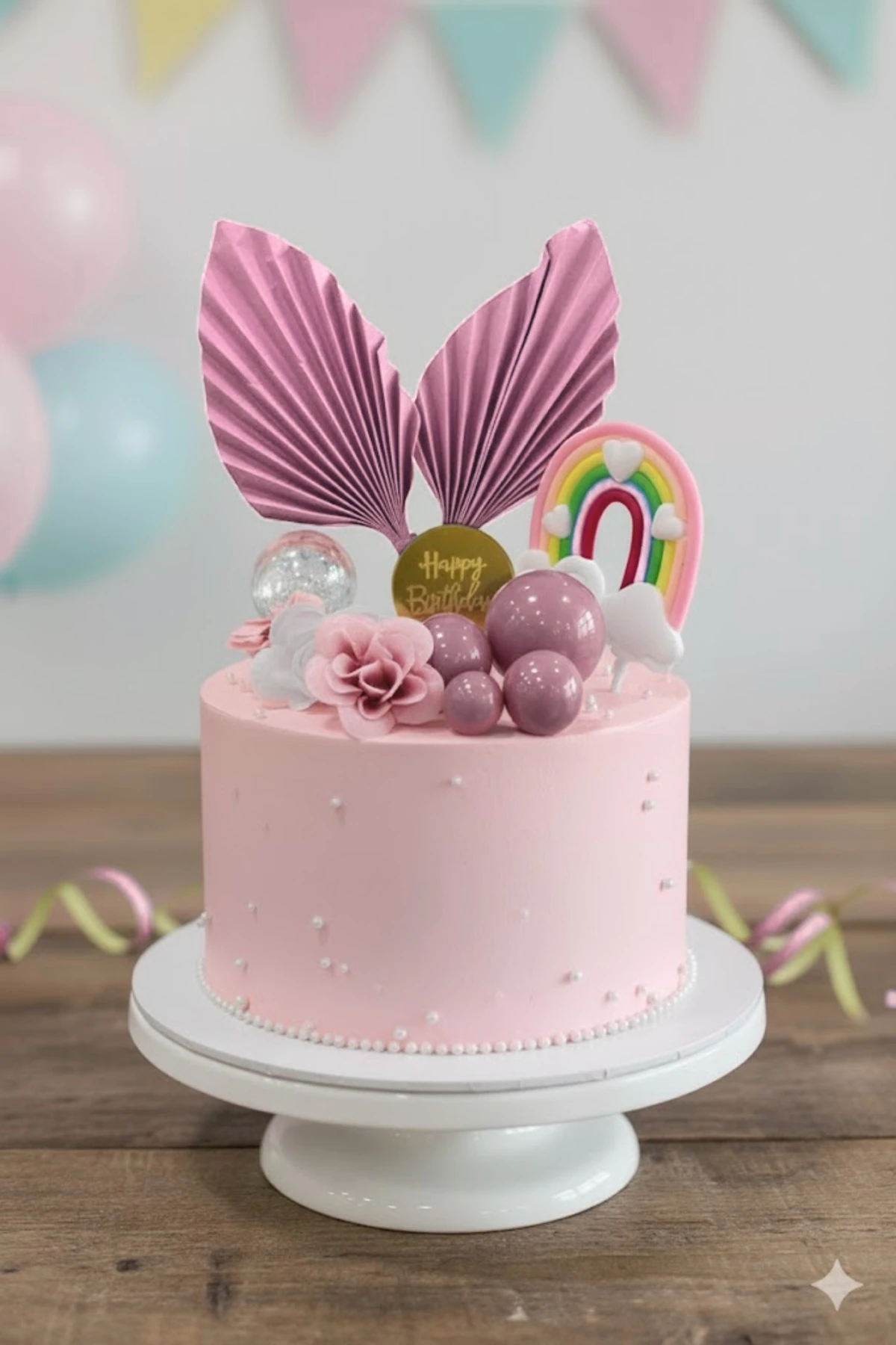 Pasta Üstü Yelpaze Süs Seti - Pembe