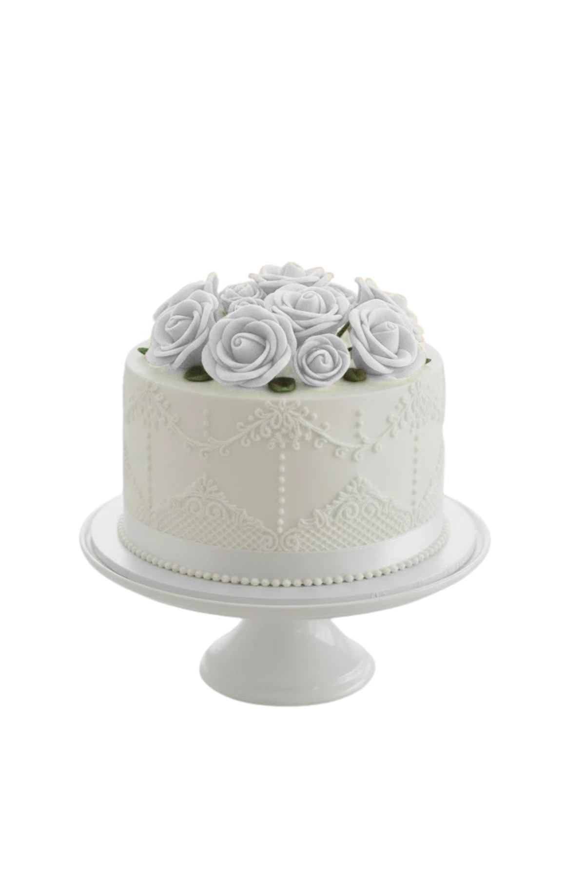 Pasta Üstü Gül Süs Seti - Beyaz