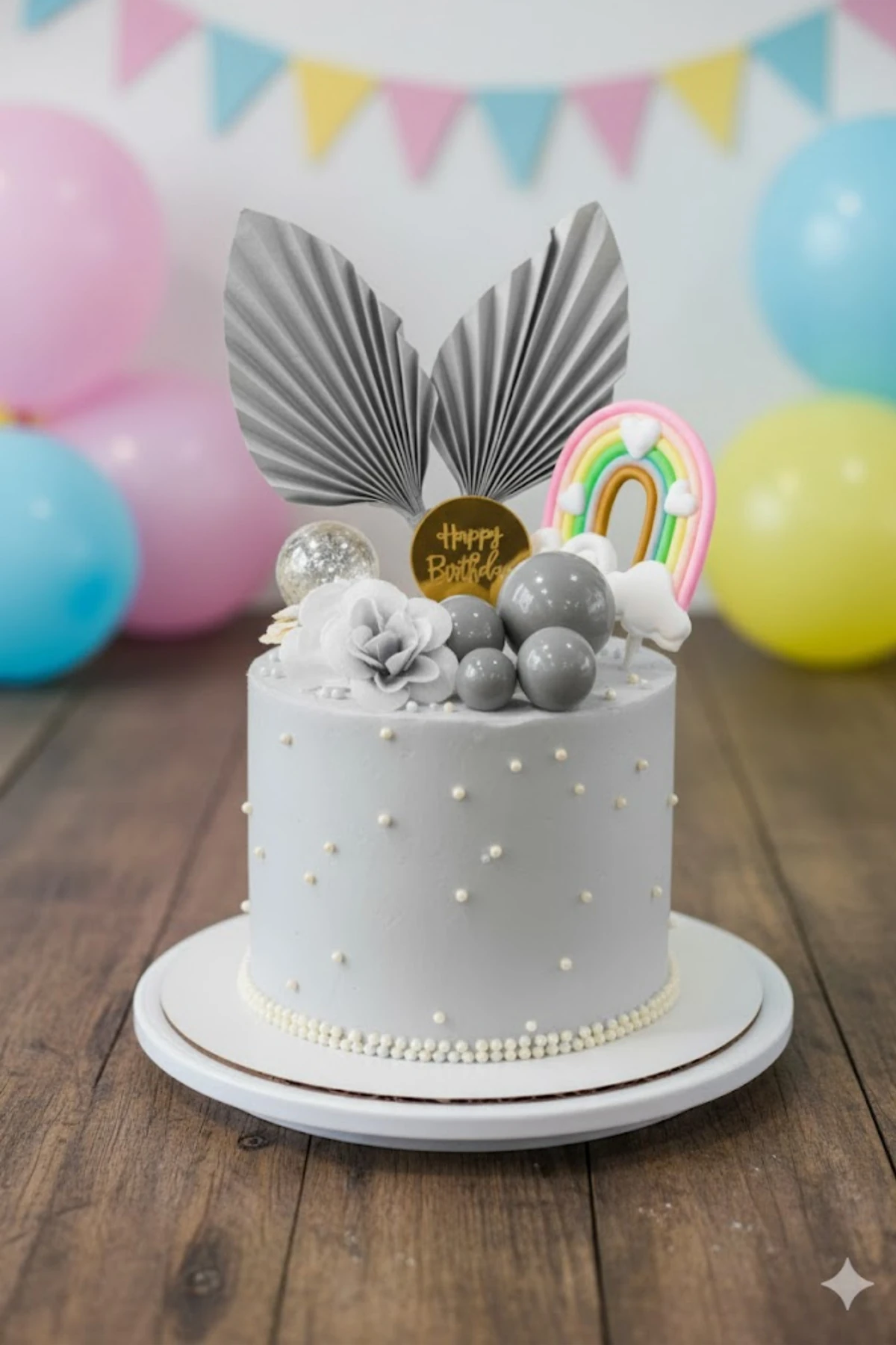 Pasta Üstü Yelpaze Süs Seti - Gümüş